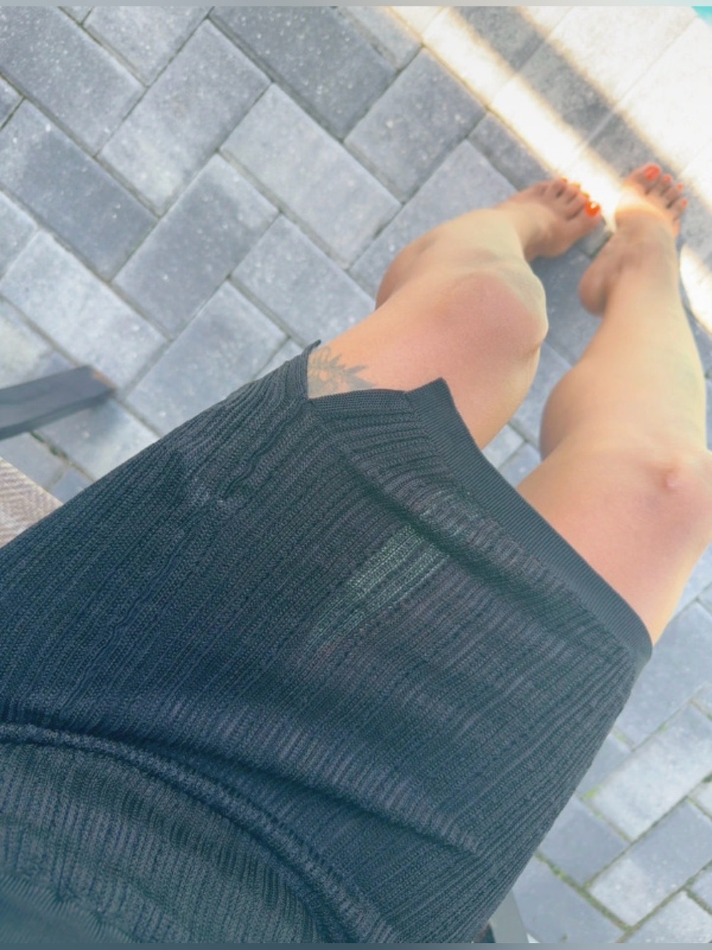FREE PEOPLE RIBBED MESH SKIRT